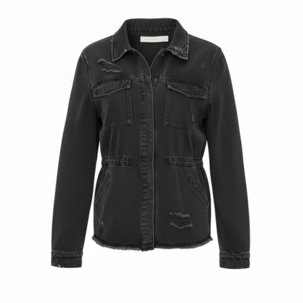 STATE Distressed Black Jean Jacket